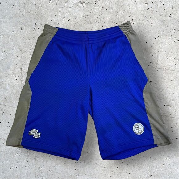 Vtg Nike Sphere Dry Basketball Shorts Men's Size L Blue Gray Colorblock BG Logo - Picture 1 of 10